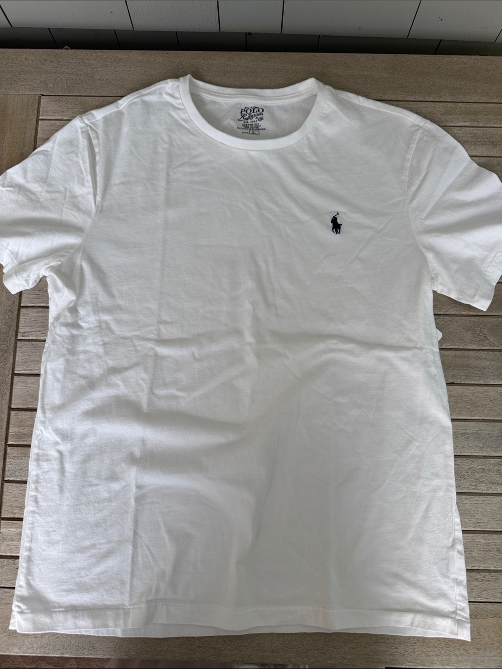 Ralph Lauren White Short-Sleeve Crewneck T-Shirt with Navy Pony